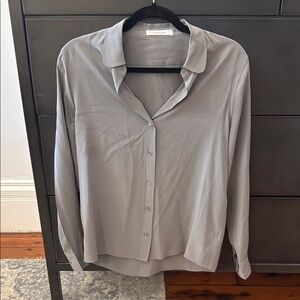 Everlane Gray Button-Up Blouse
